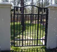 Black Powder Coated Walk Gate Mounted On Columns